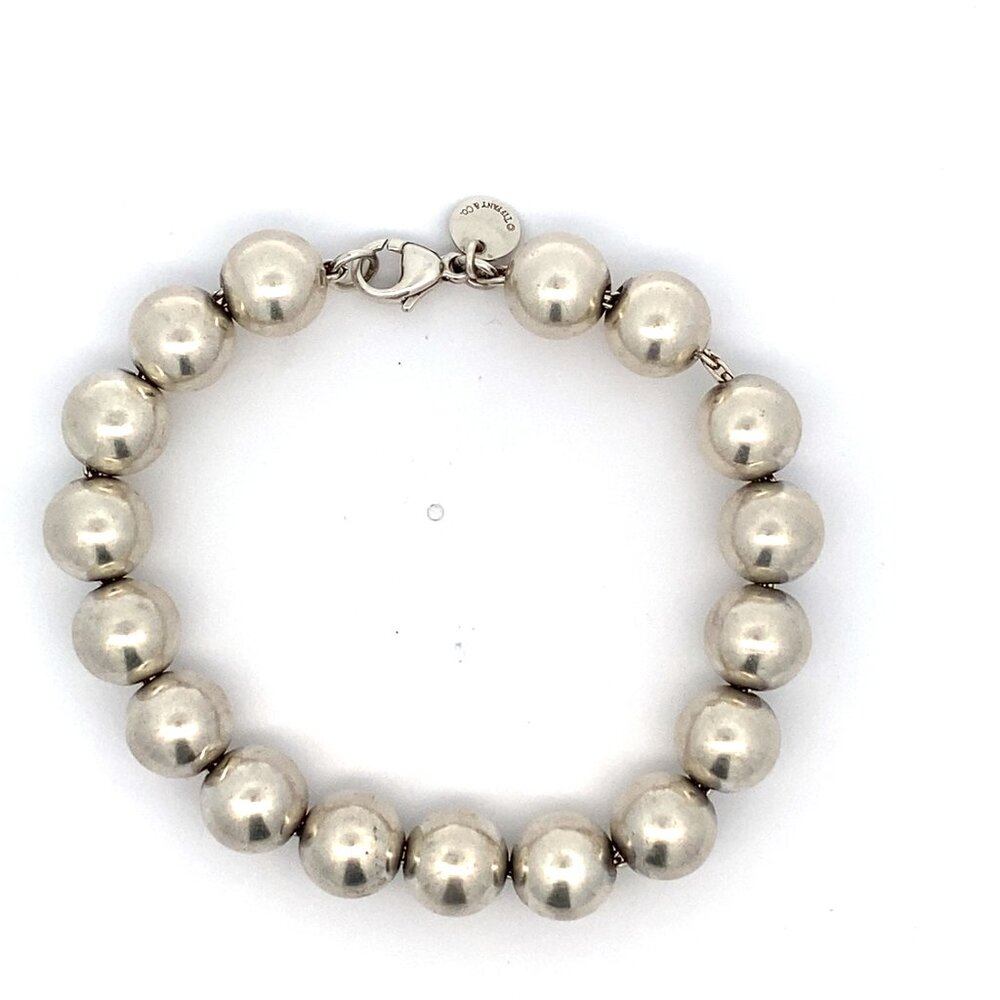 Tiffany & Co Sterling Silver Beaded link Bracelet - 7.25"